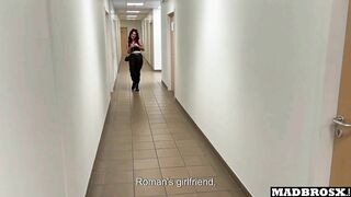 French Goth Cheats on her Boyfriend in a Corridor and Toilet for Concert Tickets !!!
