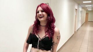 French Goth Cheats on her Boyfriend in a Corridor and Toilet for Concert Tickets !!!