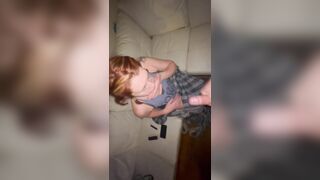 Slutty Redhead Stepsister gives me a Sloppy Deepthroat Blowjob until I Bust in her Throat