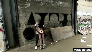A little Tattooed Goth Cheats on her Boyfriend and Gets her Ass Fucked by a BBC in Urbex!!!