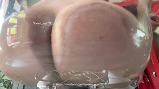 PAWG Oils up Ass, Twerking, Teasing and Spreading. then Riding Bad Dragon Dildo on Clear Chair