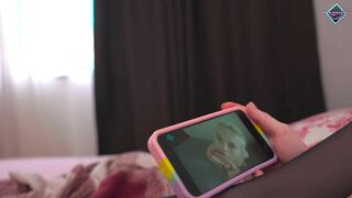 Girl Watches Porn and Masturbates with a Big Dildo. Karneli Bandi