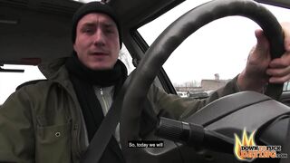 PublicSexDate - Horny Tattooed Red Head with Big Tits Bent over behind Building by Blind Date