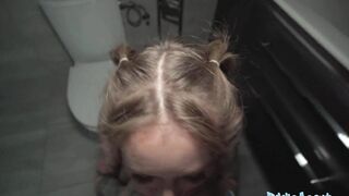 Public Agent Hot Hotel Worker Fucks a Big Fat Cock in a Public Washroom in POV