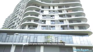 Public Agent Hot Hotel Worker Fucks a Big Fat Cock in a Public Washroom in POV