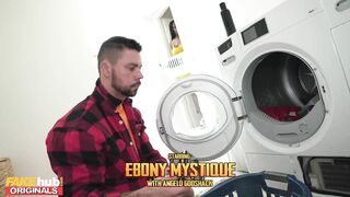 FAKEhub - Ebony Mystique Finds Housemate Sniffing her Dirty Panties before Giving him her Big Ass