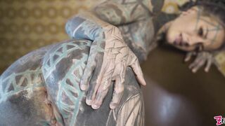 Tattooed Teen Testing Fuck Machine With Her Anal