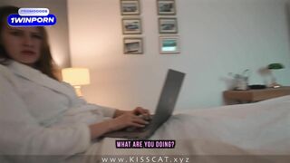 Step Mom Helps to Cum Step Son in Share Bed with Hand Job and Shaved Pussy, but Can't...