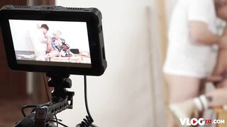 Hot Blondie Fesser Licks Shaved Pussy before Hard Pounding