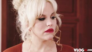 Hot Blondie Fesser Licks Shaved Pussy before Hard Pounding