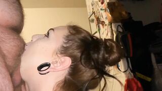 Horny stoner chick gets a face full of cum