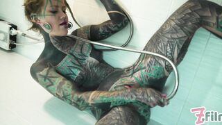 TATTOO girl ANAL masturbation in shower - anal gape, PISS, squirt, goth, clean asshole, enema fetish,punk