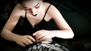 (4k 60fps) Goth chick sucks my cock with black lipstick