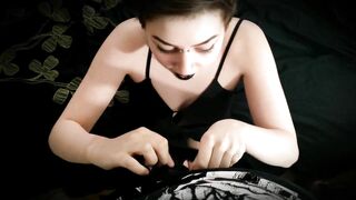 (4k 60fps) Goth chick sucks my cock with black lipstick