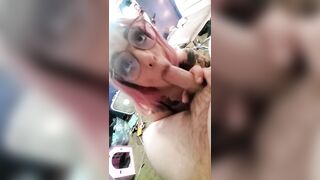 ** POV BLOWJOB** Cute tattooed emo girl gagging on cock