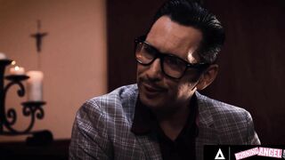 Cult Preacher Destroys Follower Jane Wilde's Mouth and Pussy and Blesses her with his Semen