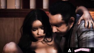 Cult Preacher Destroys Follower Jane Wilde's Mouth and Pussy and Blesses her with his Semen