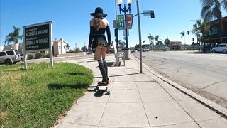 Teaser - Longboarding with Major Upskirt View (no Panties!)