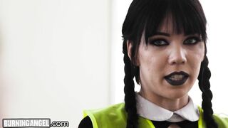 BurningAngel Goth Teen Gets Rough Sex during Community Services