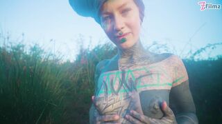 Alternative Couple having Wild Outdoor Sex in Outdoor Hot Spring