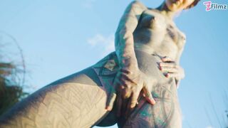 Alternative Couple having Wild Outdoor Sex in Outdoor Hot Spring