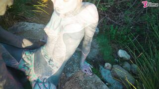 Alternative Couple having Wild Outdoor Sex in Outdoor Hot Spring