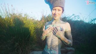 Alternative Couple having Wild Outdoor Sex in Outdoor Hot Spring