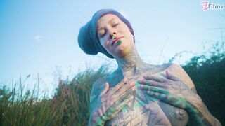 Alternative Couple having Wild Outdoor Sex in Outdoor Hot Spring