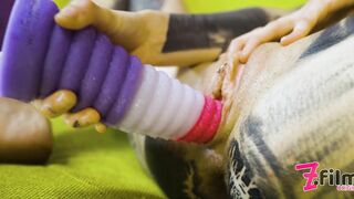 Young Tattooed Alternative Dreadhead Fucking her own Pussy with Crazy Psychedelic Toys