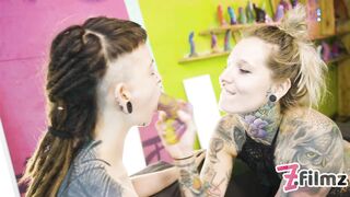 Alternative Girl Strap-on Fucks Shy Tattooed TEEN, Lesbian, Girl on Girl, Crazy Toys