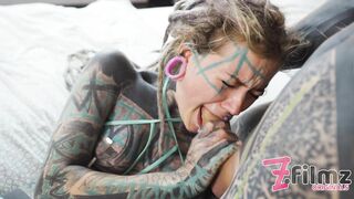 Tattoo Girl get Fucked Balls Deep in her Ass / ANAL, Gape, Prolapse, Split Tounge