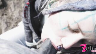 Tattoo Couple get Catched while having Sex on a Ruine - Pov, Split Tounge Bj, Punk, Goth