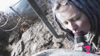 Tattoo Couple get Catched while having Sex on a Ruine - Pov, Split Tounge Bj, Punk, Goth