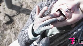 Tattoo Couple get Catched while having Sex on a Ruine - Pov, Split Tounge Bj, Punk, Goth