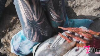 Tattoo Couple get Catched while having Sex on a Ruine - Pov, Split Tounge Bj, Punk, Goth