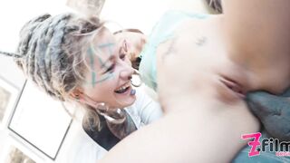 Heavy Tattooed Couple Fuck a Inocent Girl in her ASS - ANAL, Gape, AtM, ATOGM, Facial Cumshot,