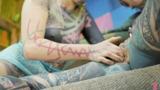 Alternative TEENS Fuck with TATTOED Guy, Big Dick, Sloppy Blowjob, Threesome, ANAL GAPES, ATM