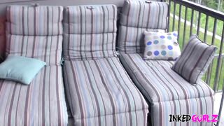 Inked Gurlz - a Cute Tattooed Teen is Fucked on the Patio