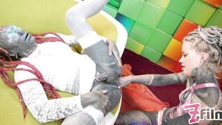 TATTOO Trans Sissy get ANAL Fucked with Strap-on, Alternative FEMDOM with Dick Cage, Anal Stretching