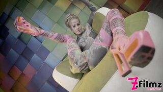 Heavily Tattooed TEEN ANAL Stretching - Goth Girl Big Toy Masturbation - Alternative, Anal Gape