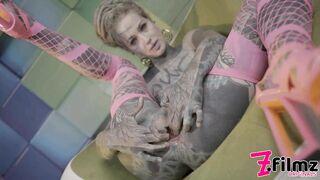 Heavily Tattooed TEEN ANAL Stretching - Goth Girl Big Toy Masturbation - Alternative, Anal Gape