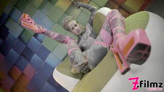 Heavily Tattooed TEEN ANAL Stretching - Goth Girl Big Toy Masturbation - Alternative, Anal Gape