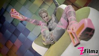 Heavily Tattooed TEEN ANAL Stretching - Goth Girl Big Toy Masturbation - Alternative, Anal Gape