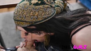 Inked Gurlz - the Inked Tranny Teller get Fucked