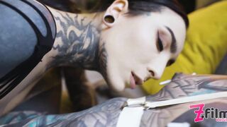 CZECH GOTH FUCKS HEAVILY TATTOOED GIRLS ANAL WITH STRAP ON, HIGH HEELS, FETISH, FEMDOM, TOYS, GAPES