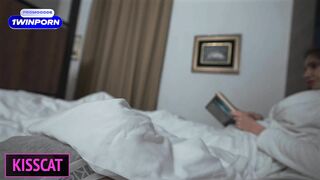Stepmom get Surprise Oral Creampie while Helps to Cum for Step Son in Share Bed before Fuck