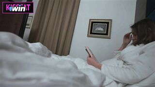 Stepmom get Surprise Oral Creampie while Helps to Cum for Step Son in Share Bed before Fuck