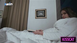 Stepmom get Surprise Oral Creampie while Helps to Cum for Step Son in Share Bed before Fuck