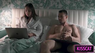 S2E5: Step Mom Helps to Cum Step Son in Share Bed while Working till get Pussy Creampie and Facial