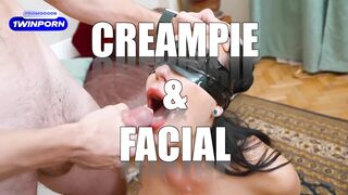 Step Mom Watched Horror and came Step Son for Share Bed, but got Rough Fuck with Surprise Facial